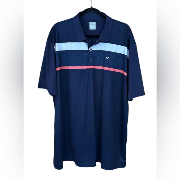 Callaway Polo Shirt Mens XXL Opti-Dri Golf Performance Striped Short Sleeve - Picture 1 of 7